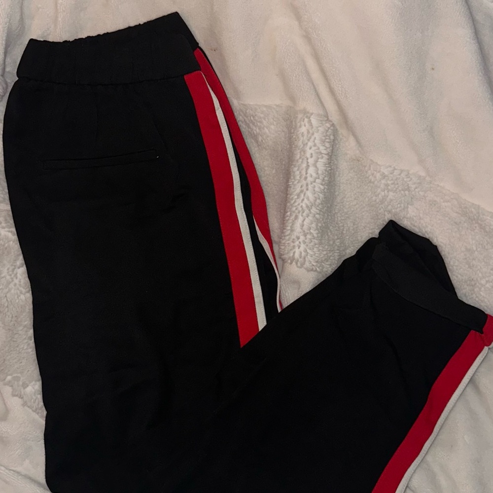 Zara trousers with side stripe red and white